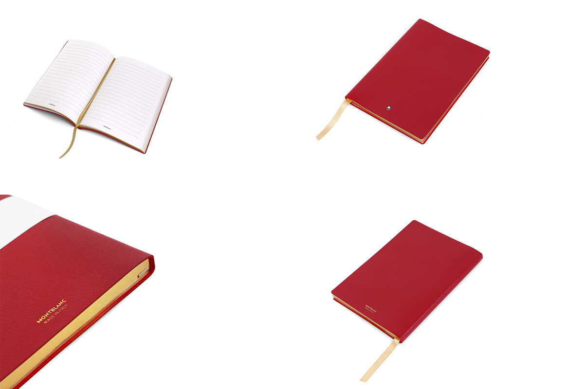 Montblanc Meisterstuck Classique Gold Coated Rollerball And Notebook 146 Red 123754 Gift Set