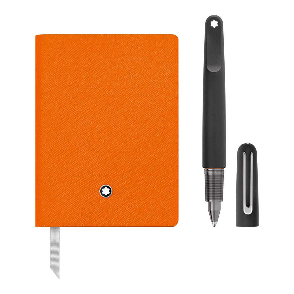 Montblanc Set M Ultra Black BP And Notebook 145 Lucky Orange 117085