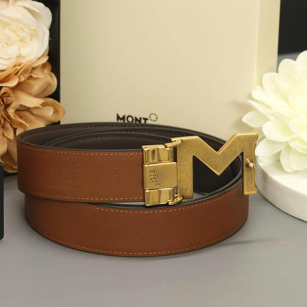 Thắt lưng Montblanc M Buckle Brown Black 35mm Leather Belt MB129446