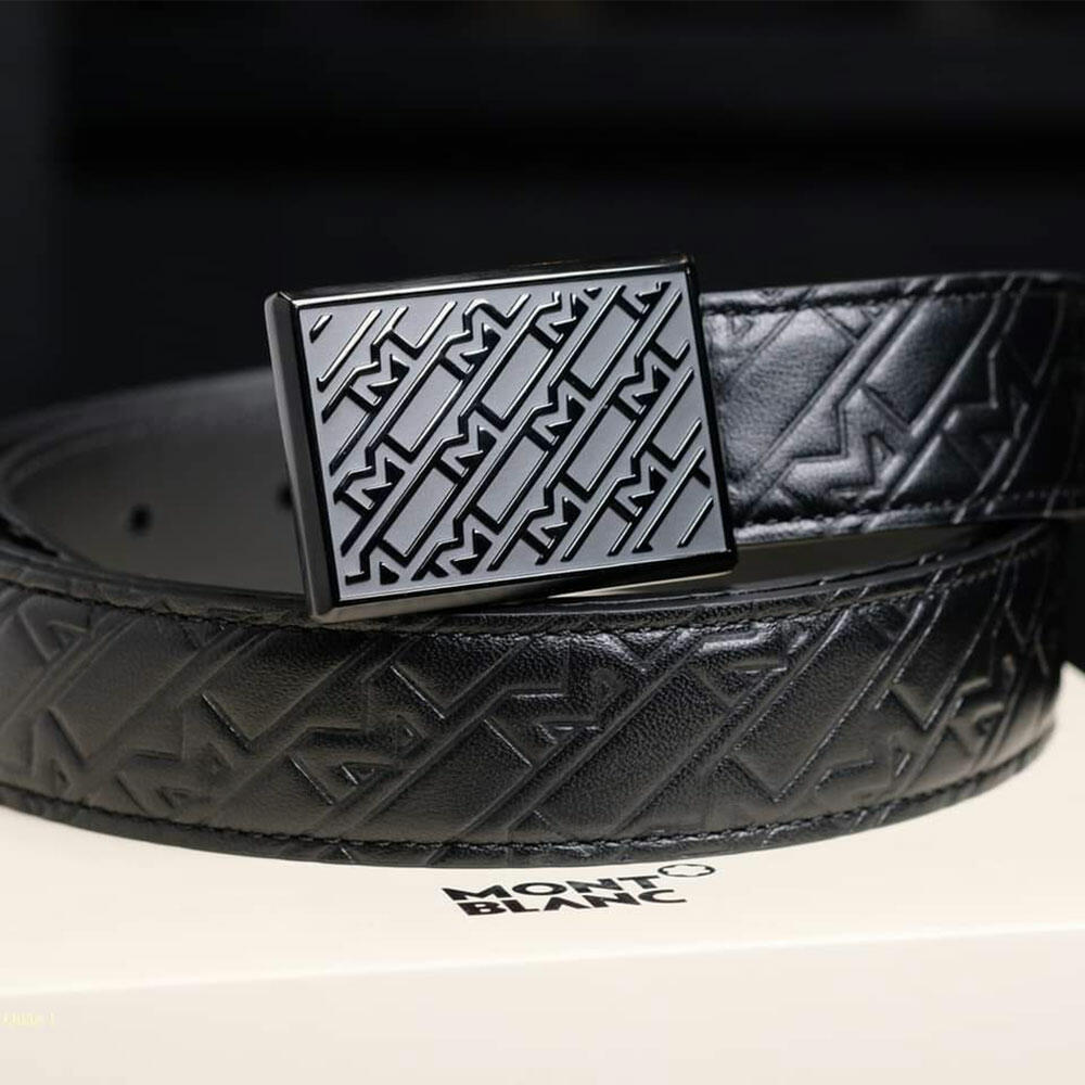 Thắt lưng Montblanc Plate Buckle With M Black 30mm Leather Belt MB129450